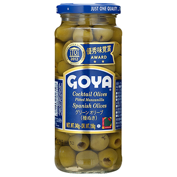 【FOOD de WINE】GOYA グリーンオリーブ 種なし 340g / イマイ(GOYA PITTED MANZANILLA OLIVE)